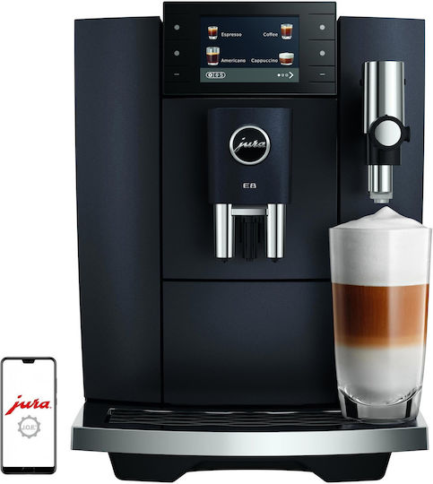 Jura E8 Cosmic Αυτόματη Μηχανή Espresso 1450W Πίεσης 15bar για Cappuccino με Μύλο Άλεσης Μαύρη