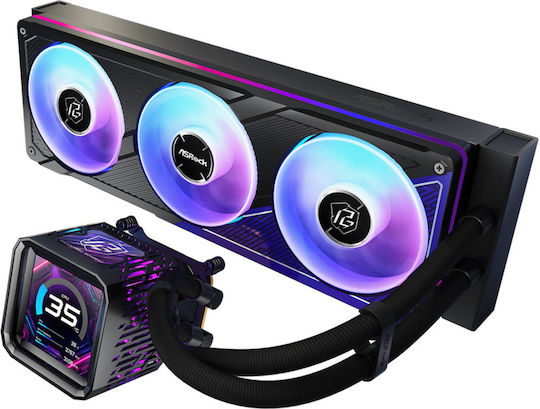 ASRock Phantom Gaming 360 LCD Υδρόψυξη Επεξεργαστή Τριπλού Ανεμιστήρα 120mm για Socket AM4/AM5/1700 με ARGB Φωτισμό