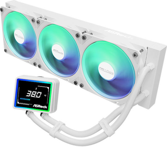 ASRock Challenger 360 Digital Υδρόψυξη Επεξεργαστή Τριπλού Ανεμιστήρα 120mm για Socket AM4/AM5/1700 με ARGB Φωτισμό Λευκή