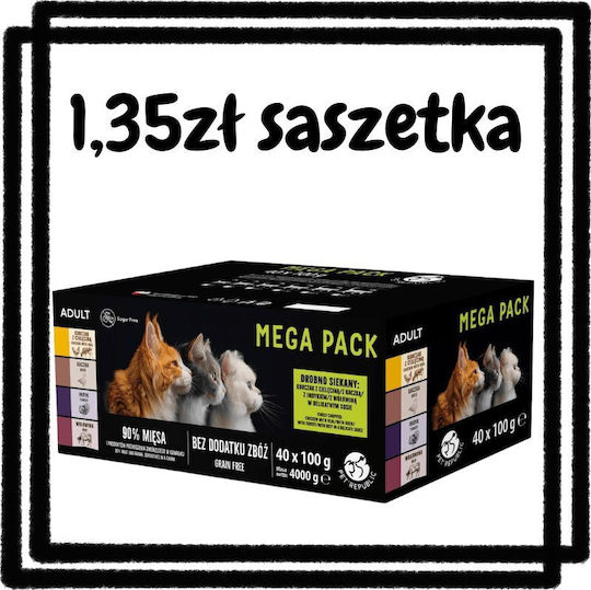 Pet Republic Υγρή Τροφή για Γάτες 40x100gr