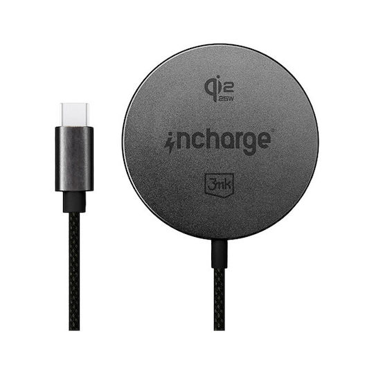 3MK Ασύρματος Φορτιστής Qi2 25W Μαύρος (Incharge Align For Android)
