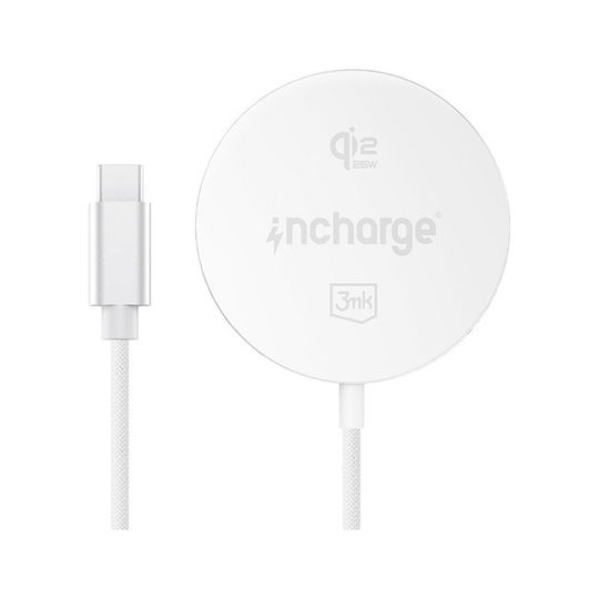 3MK Ασύρματος Φορτιστής Qi2 25W Λευκός (Incharge Align For Android)