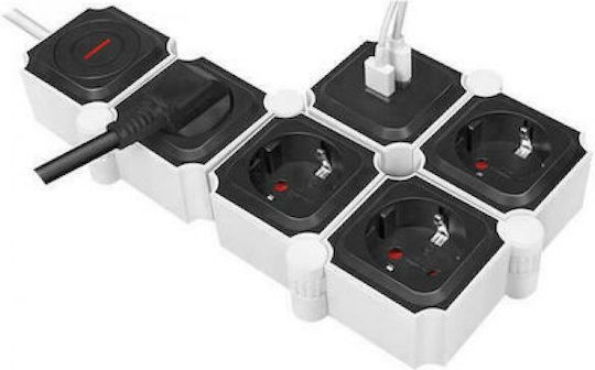 LogiLink LPS276U Πολύπριζο 4 Θέσεων με 2 USB-A, Διακόπτη και Καλώδιο 1.5m LPS276U