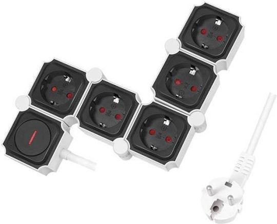 LogiLink Πολύπριζο 5 Θέσεων με Διακόπτη και Καλώδιο 1.5m LPS277