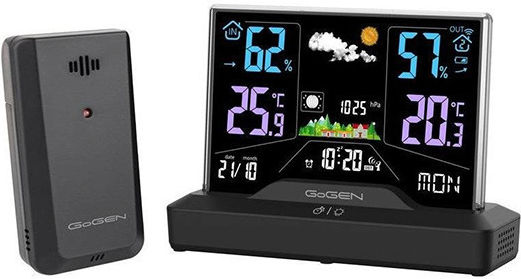 xlarge_20260220130322_gogen_asyrmatos_meteorologikos_stathmos_psifiakos_epitrapezios_mayros GoGEN Ασύρματος Μετεωρολογικός Σταθμός Ψηφιακός Επιτραπέζιος Μαύρος - Image 1