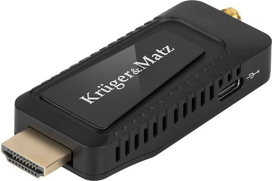 Kruger & Matz Mini Tuner Dvb-t2 H.265 KM9998 Ψηφιακός Δέκτης Mpeg-4 Σύνδεσεις HDMI / USB
