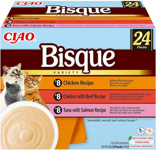 Υγρή Τροφή Γάτας Inaba Ciao Bisque Creamy Soup Chicken Beef Fish 24x40g