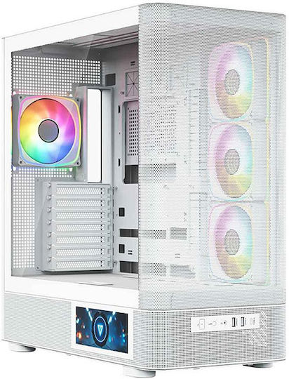 Modecom Volcano AQ400 Gaming Midi Tower Κουτί Υπολογιστή με Πλαϊνό Παράθυρο Λευκό