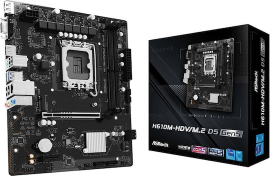 ASR H610M-HDV/M.2 D5 rev. 5.0 Motherboard Micro ATX με Intel 1700 Socket 90-MXBTU0-A0UAYZ