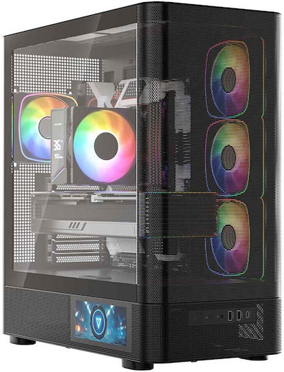 Modecom Volcano AQ400 Gaming Midi Tower Κουτί Υπολογιστή με Πλαϊνό Παράθυρο Μαύρο