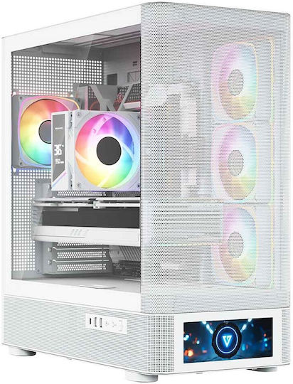 Modecom Volcano AQ500 Gaming Midi Tower Κουτί Υπολογιστή με Πλαϊνό Παράθυρο και ARGB Φωτισμό Λευκό