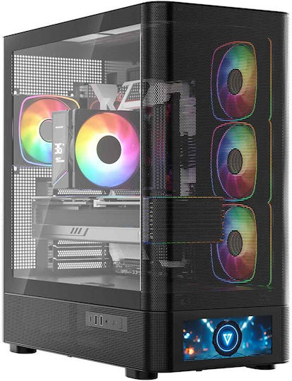Modecom Volcano AQ500 Gaming Midi Tower Κουτί Υπολογιστή με Πλαϊνό Παράθυρο και ARGB Φωτισμό Μαύρο