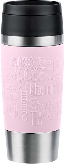 Emsa Handled Tumbler Θερμός Ανοξείδωτο 360ml Light Pink με Καλαμάκι και Λαβή N2020600