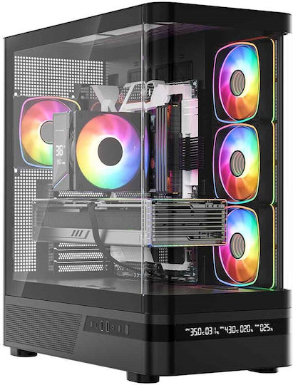 Modecom Volcano AQ200 Gaming Midi Tower Κουτί Υπολογιστή με Πλαϊνό Παράθυρο Μαύρο