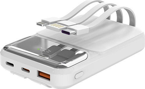 S-Link P104 Power Bank 10000mAh με Θύρα USB-A και Θύρα USB-C Power Delivery Λευκό