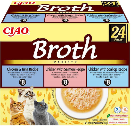 Inaba Υγρή Τροφή για Γάτες με Κοτόπουλο, Σολομό και Τόνο 24x40gr