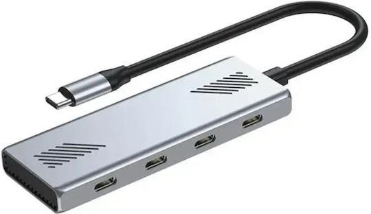 Gembird USB 2.0 Hub 4 Θυρών με σύνδεση USB-C Ασημί UHB-CM-U310-C4-01