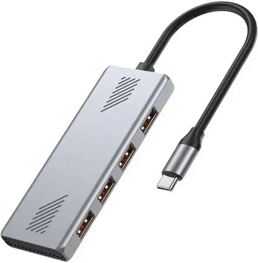 Gembird USB 3.2 Hub 4 Θυρών με σύνδεση USB-C / USB-A Ασημί UHB-CM-U310-A4-01