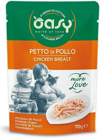 Oasy Love Υγρή Τροφή για Ενήλικες Γάτες σε Φακελάκι με Κοτόπουλο 70gr