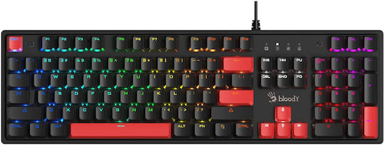 A4Tech Bloody S520N Fire Gaming Μηχανικό Πληκτρολόγιο με BLMS Red Plus διακόπτες και RGB φωτισμό (Αγγλικό US)