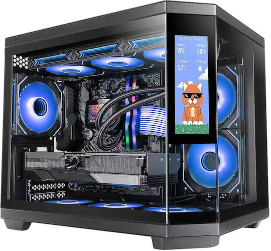 Mars Gaming MC-3TCORELCDM Gaming Midi Tower Κουτί Υπολογιστή με Πλαϊνό Παράθυρο Μαύρο