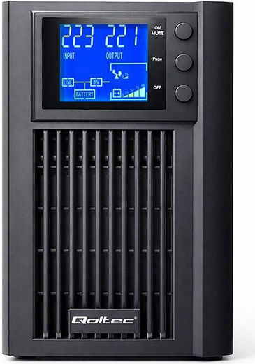 Qoltec UPS On-Line 1000VA 800W με 2 Schuko Πρίζες