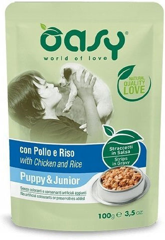 Oasy Υγρή Τροφή για Κουτάβια με Κοτόπουλο και Ρύζι 100gr