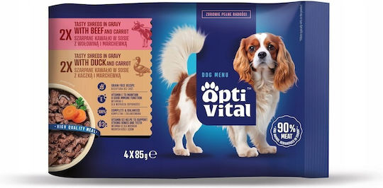 Crave Υγρή Τροφή Σκύλων σε Φακελάκι με Πάπια και Βοδινό 4x85gr