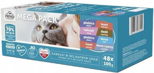 Frendi Υγρή Τροφή για Γάτες με Ψάρια, Μπακαλιάρο, Σολομό και Τόνο 48x100gr
