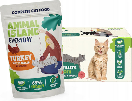 Animal Island Υγρή Τροφή για Γάτες με Γαλοπούλα 40x85gr