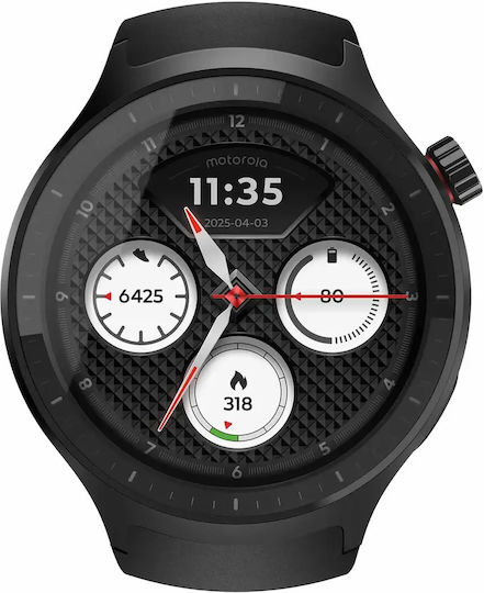 Motorola Moto Watch Aluminium 47mm με Παλμογράφο (Matte Black with PANTONE Volcanic Ash Band)