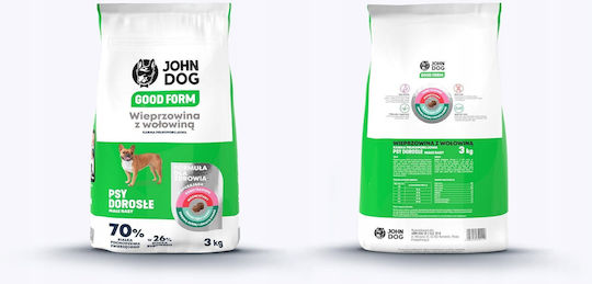 John Dog Good Form 3kg Ξηρά Τροφή Σκύλων Μικρόσωμων Φυλών με Χοιρινό και Βοδινό