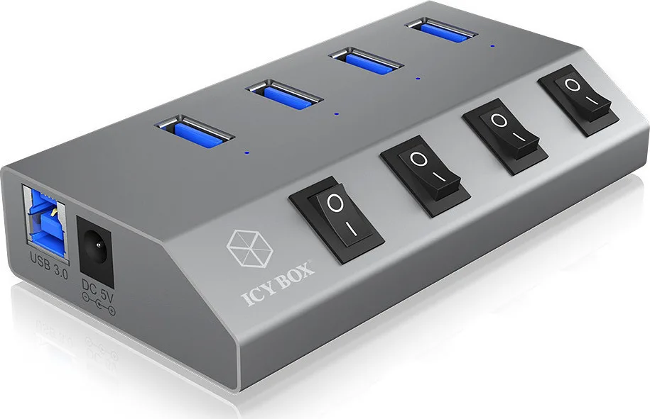 20170911131815_raidsonic_icy_box_ib_hub1405 Icy Box USB 3.0 Hub 4 Θυρών με σύνδεση USB-A & Θύρα Φόρτισης και Εξωτερική Παροχή Ρεύματος Ασημί (IB-HUB1405) - Image 1