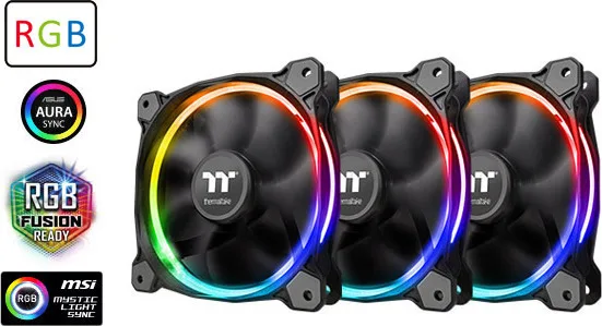 Thermaltake Riing 12 LED RGB Radiator Fan Sync Edition Case Fan 120mm με Σύνδεση 4-Pin PWM 3τμχ - Image 1