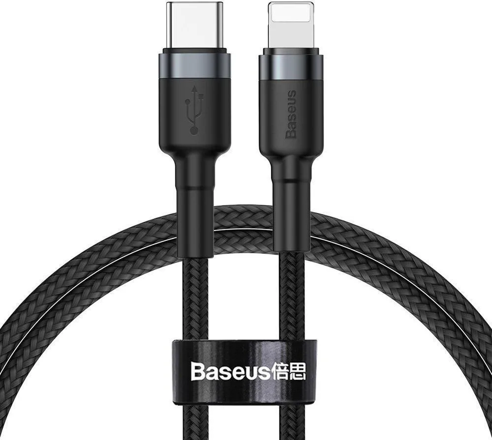 Baseus Cafule Lightning Braided USB-C to Lightning Cable 18W Μαύρο 1m (CATLKLF-G1) - Image 1