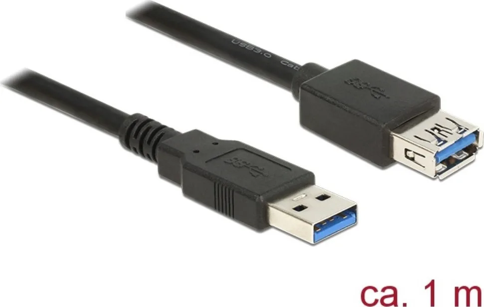 20200305100753_delock_usb_3_0_cable_usb_a_male_usb_a_female_1m_85054 DeLock USB 3.0 Cable USB-A male - USB-A female 1m (85054) - Image 1