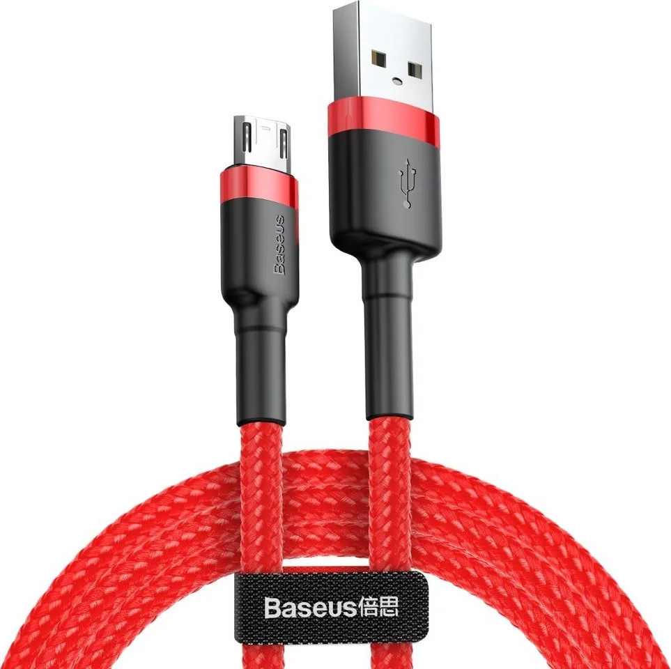 Baseus Cafule Braided USB 2.0 to micro USB Cable Κόκκινο 2m (CAMKLF-C09) - Image 1
