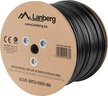 Lanberg U/UTP Cat.5e Καλώδιο Δικτύου Ethernet χωρίς ακροδέκτες 305m Μαύρο 1τμχ LCU5-30CU-0305-BK - Image 1