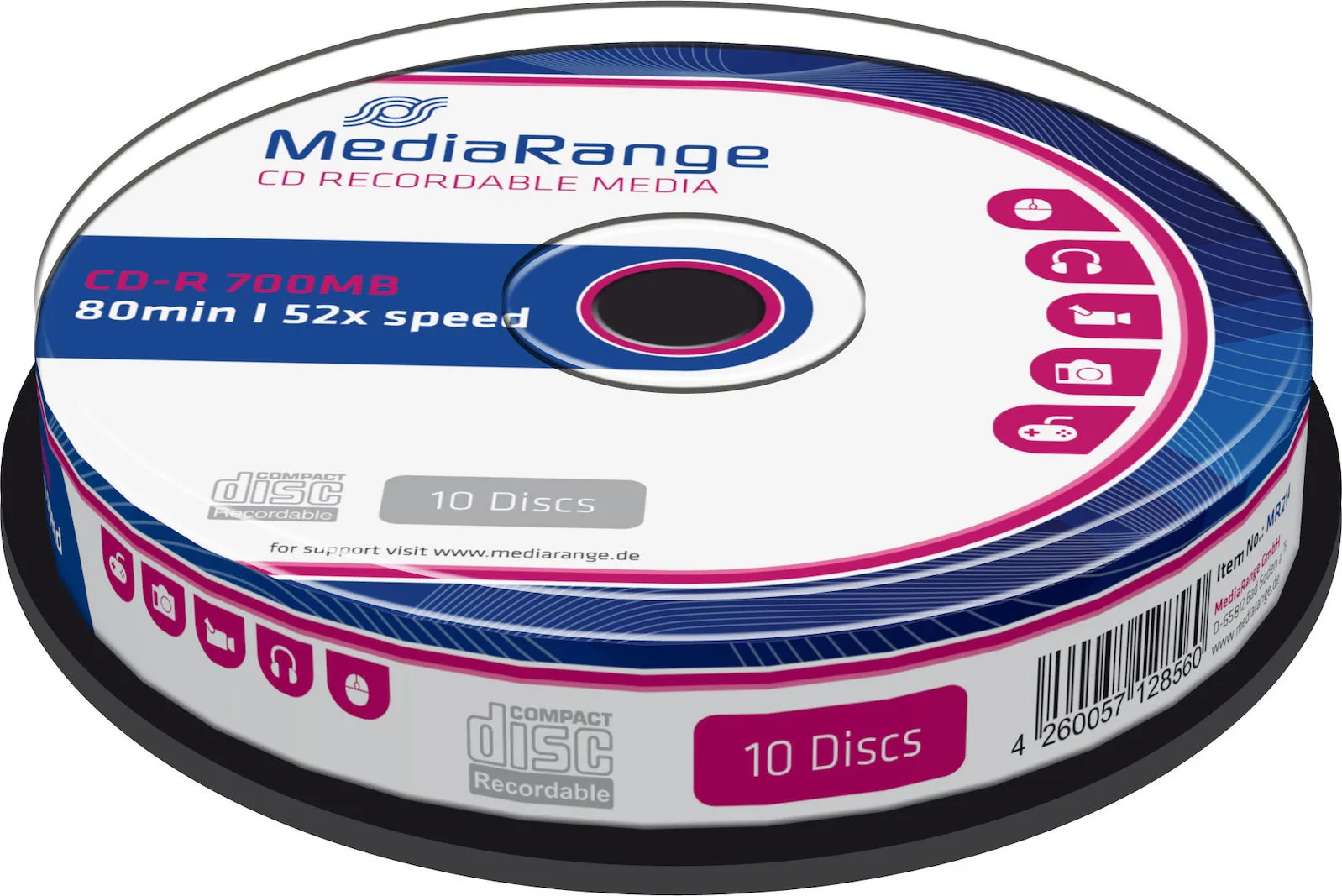 20200805134745_mediarange_cd_r_700mb_10tmch_mr214 MediaRange Εγγράψιμα CD-R 52x 700MB Cake Box 10τμχ MR214 - Image 1