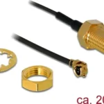 DeLock Καλώδιο Ομοαξονικό RP-SMA Male - MHF 0,2m Γκρι (88419)