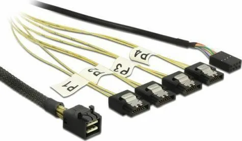 DeLock 7-Pin SATA- Mini SAS / 8 pin Cable 1m Μαύρο (DLK-83322) - Image 1