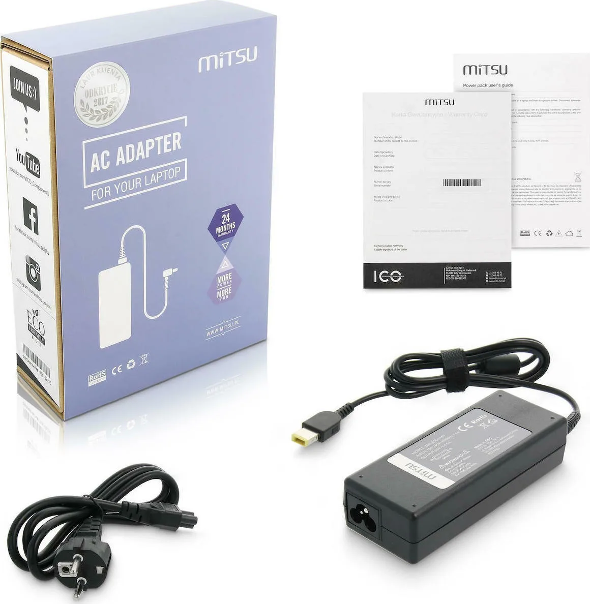 20210105112357_mitsu_ac_adapter_90w_5zm041 Mitsu Φορτιστής Laptop 90W 20V 4.5A για Lenovo με Αποσπώμενο Καλώδιο Τροφοδοσίας 5ZM041 - Image 1