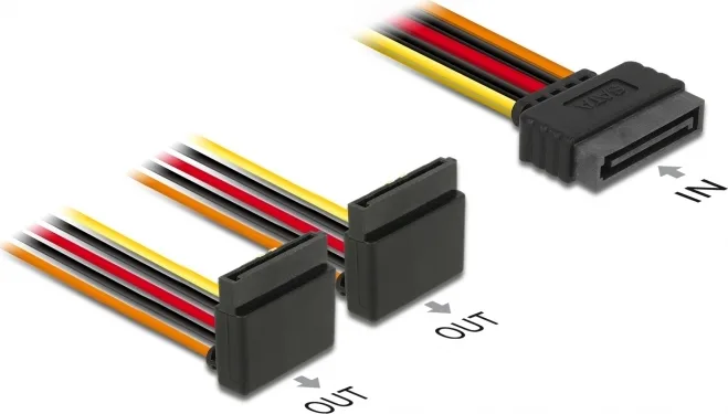20210210160256_delock_15_pin_sata_2x_15_pin_sata_cable_0_15m_60170 DeLock 15-Pin Sata - 15-Pin Sata Cable 0.15m Πολύχρωμο 60170 - Image 1