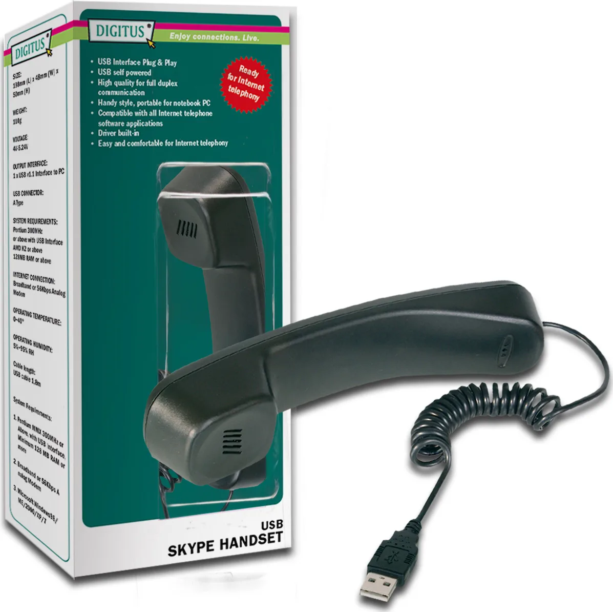 20210212120944_digitus_usb_telephone_handset_black Digitus USB Telephone Handset Black - Image 1