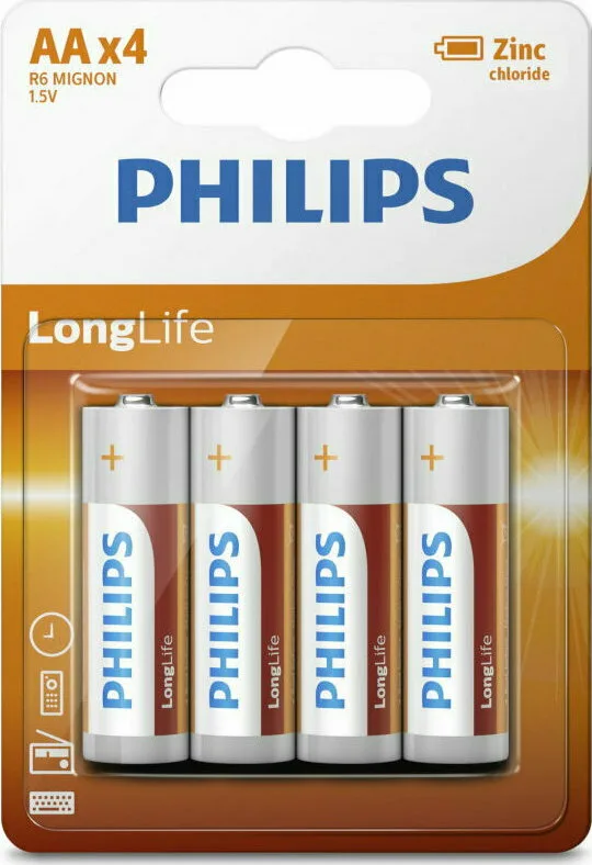 20210514115040_philips_longlife_aa_4tmch Philips LongLife Μπαταρίες Zinc AA 1.5V 4τμχ - Image 1
