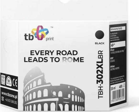 20210517151728_tb_energy_symvato_melani_hp_302xl_mayro Tb Energy Συμβατό Μελάνι Εκτυπωτή InkJet HP 302XLBR Μαύρο - Image 1