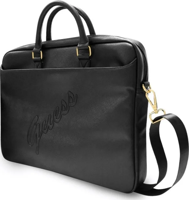 20210625114950_guess_vintage_script_15_6_mayro Guess Vintage Script Τσάντα Ώμου / Χειρός για Laptop 15.6" σε Μαύρο χρώμα - Image 1