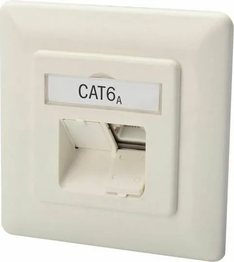 20211007105546_digitus_dn_9007_1 Digitus Μονή Πρίζα Δικτύου RJ45 με Πλαίσιο σε Λευκό Χρώμα DN-9007-1 - Image 1