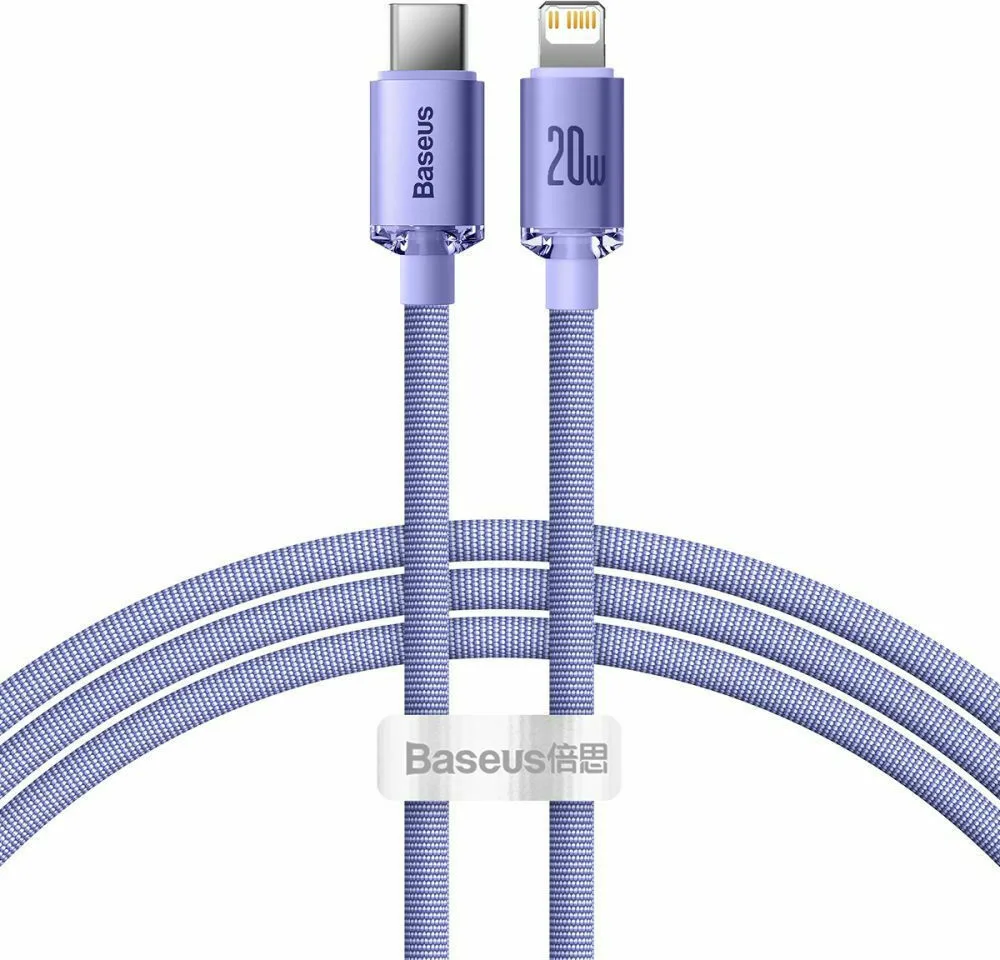 Baseus Crystal Shine Braided USB-C to Lightning Cable 20W Μωβ 1.2m (CAJY000205) - Image 1