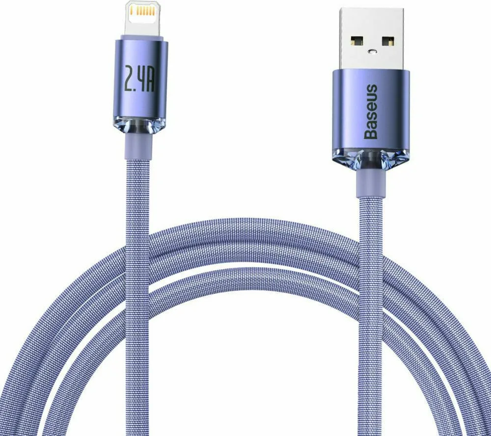 Baseus Crystal Shine Braided USB to Lightning Cable Μωβ 2m (CAJY000105) - Image 1